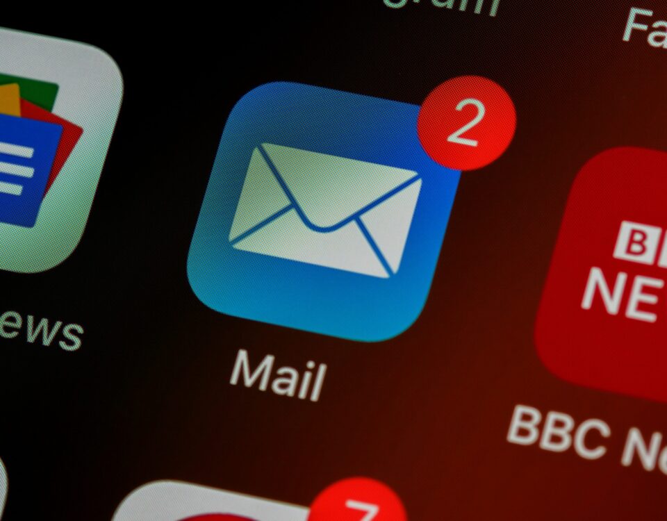 closeup of mail app icon on phone